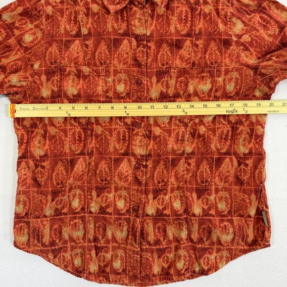 Woolrich Womens Corduroy Button Up Shirt Black Cherry Leaf Print Cotton Small - Picture 4 of 10